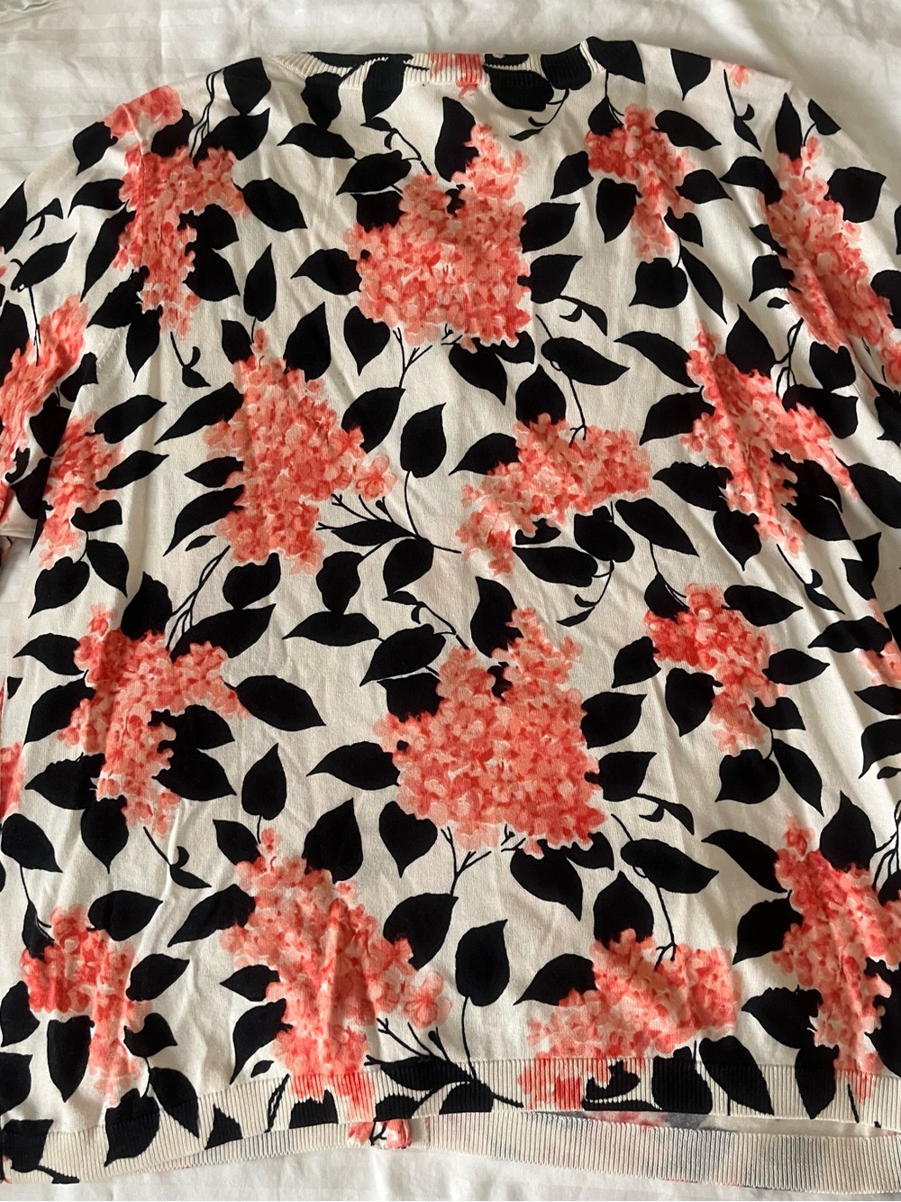 Talbots White Cardigan with Coral and Gray Floral Print - Picture 5 of 5